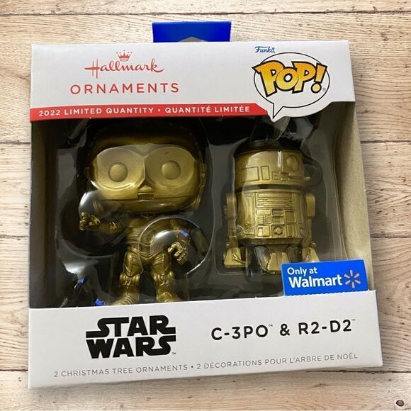 2022 Hallmark Ornaments/Funko Pop! Star Wars C-3PO and R2-D2 Limited Chase Gold - Picture 1 of 7